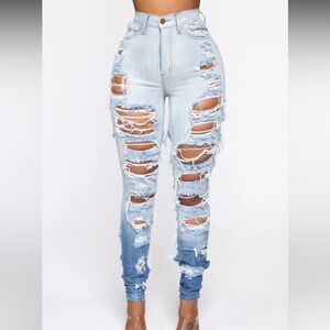 Fashion nova high rise ripped jeans